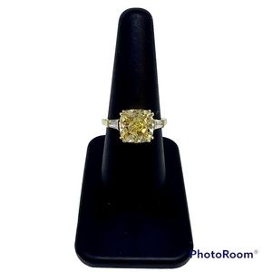 Diamonique 100-Facet Simulated Gemstone Ring 14K Gold over Sterling Silver